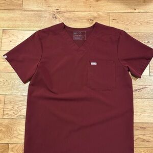FIGS Scrub Top Shirt Burgundy Men Size Medium